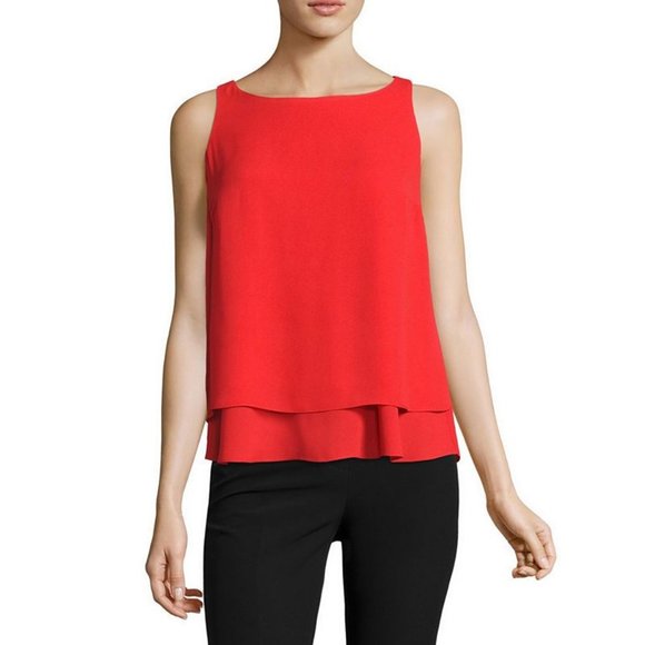 Worthington Tops - Worthington Double Layer Sleeveless Tank Top Red M